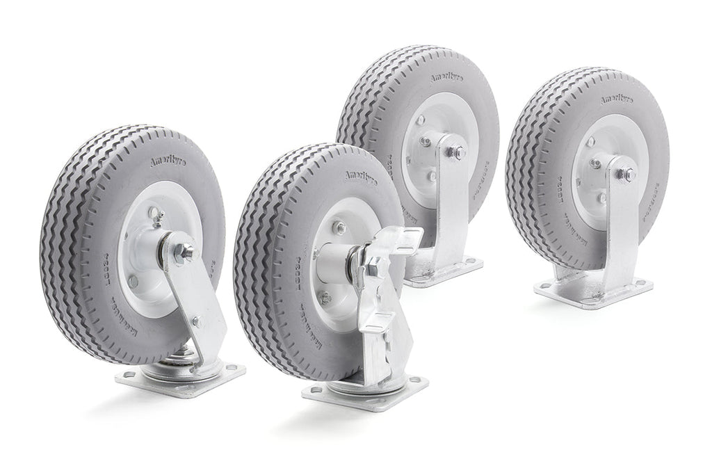 280/250-4 (8.5x2) Caster Assembly With Swivel Plate, Brake and Carefree Tire 280/250-4 (8.5x2) Caster Assembly With Swivel Plate, Brake and Carefree Tire